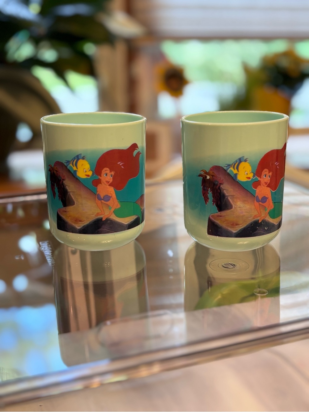 Vintage Disney The Little Mermaid Ariel Cups Plastic Set of 2 1990s